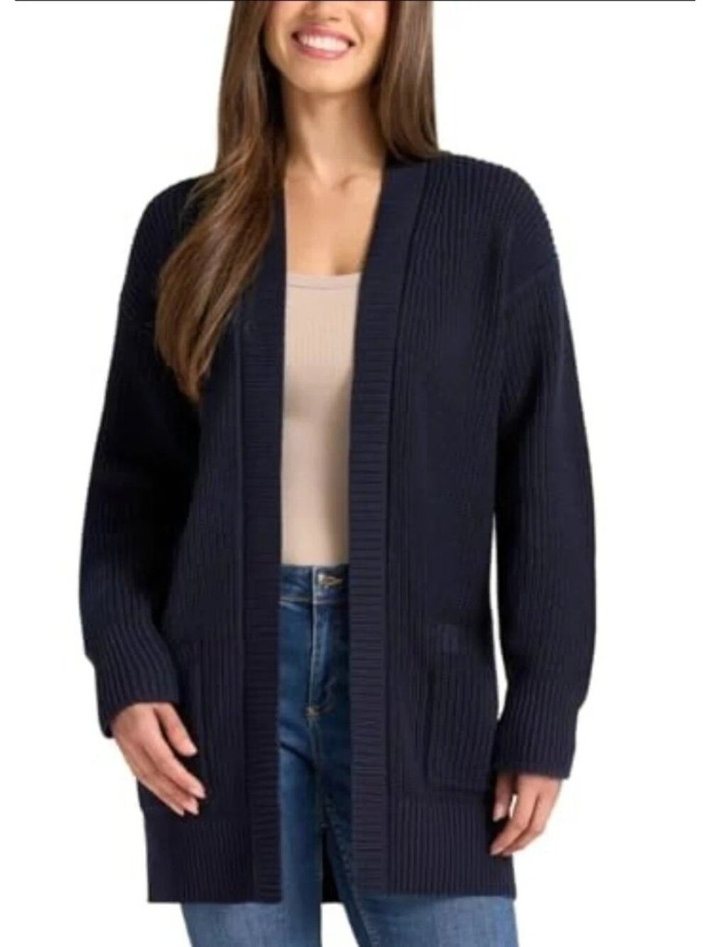 NWT Max & Mia Women's XXL Blue Open Front Cardigan 100% Cotton